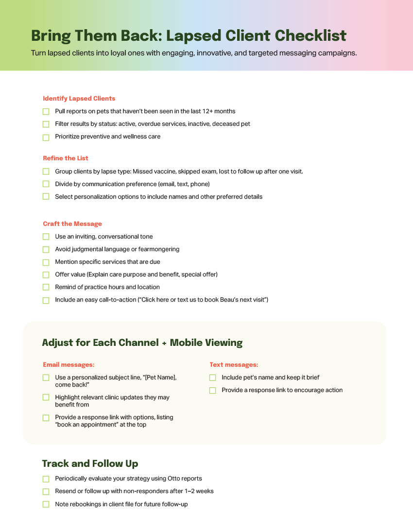 Lapsed Client Checklist